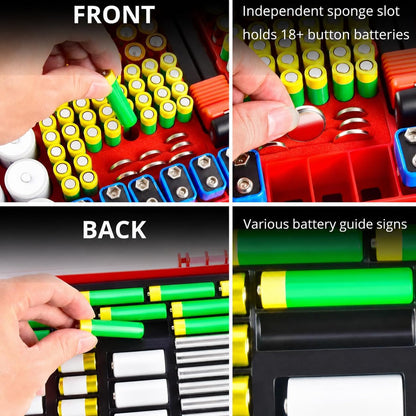 Battery Organizer Storage Case with Tester for 269 Batteries, Double Sides | Plastic, For AA AAA 4A C D Cell 9V 3V LR44 CR2 CR123 CR1632 18650 Button, Wall/Drawer, For Families/DIY/Home/Garage, Grey