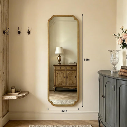 WallBeyond Full Length Mirror Wall Mounted 65"x22", Rustic Wooden Frame Floor Mirror, Large Full Body Mirror for Bedroom, Leaning or Hanging Against Wall, Natural