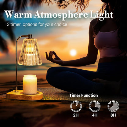 Marycele Vintage Candle Warmer Lamp with Timer Dimmer, Adjustable Height | Vintage farmhouse style with 2 bulbs, adjustable height, timer and dimmer for flameless fragrance in bedroom or home gifts