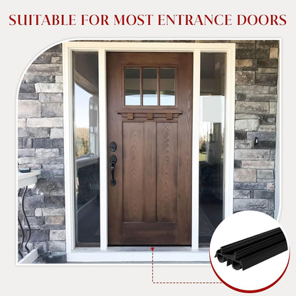 2 Pcs 36" Double Bubble Kerf Door Sweep, 1-3/4" Wide Weatherstrip Seal for Exterior Doors, Draft Stopper for Energy Saving, Windproof & Dustproof Door Bottom Seal
