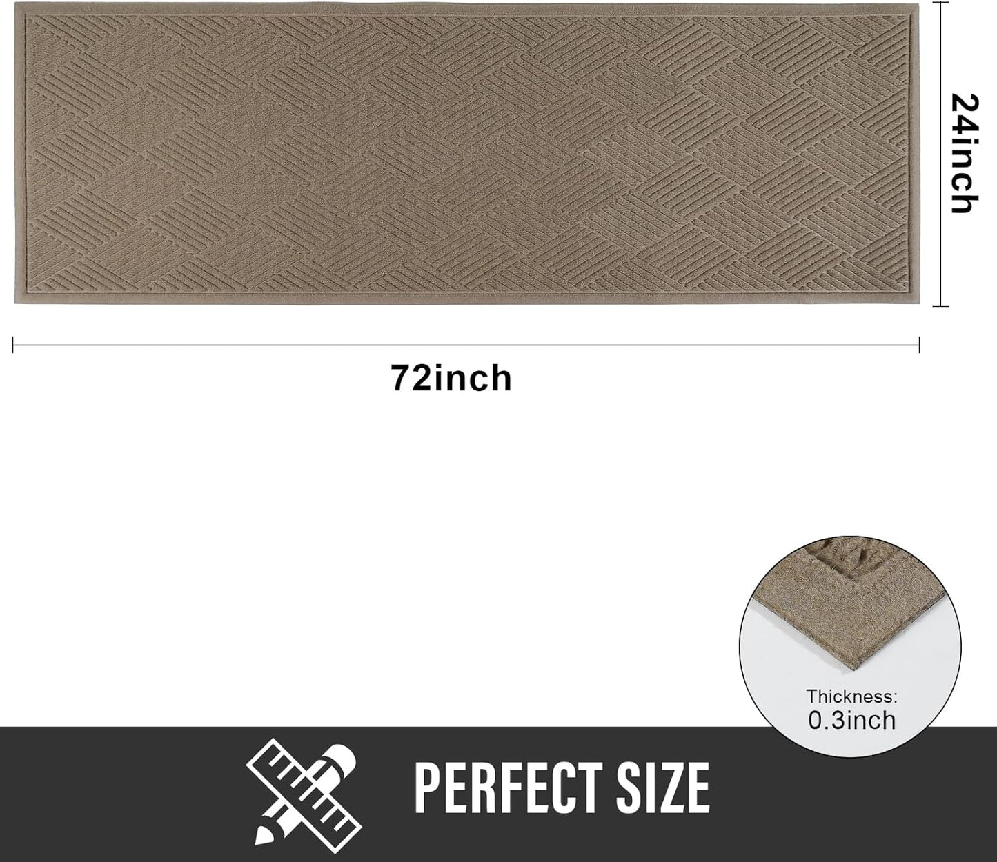 HIYARD Sturdy Front Door Mat, Absorbent Muddy Dirt Resist Welcome Door Mats Outdoor Indoor, Stain and Fade Resistant, Non-Slip Rubber Backing Low Profile Doormat for Entryway, 30×17, Beige