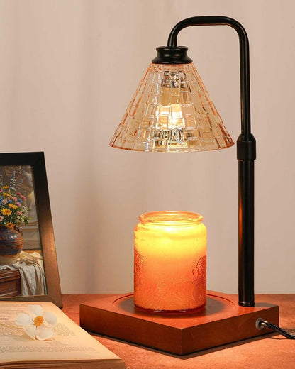Candle Warmer Lamp Wood with Timer, Dimmable Electric Candle Lamp Warmer for Jar Candles, 2*35 Watt Bulb, Mothers Day Birthday Gifts for Women Men, Decorative Wooden Candle Lamp for Bedroom Home Decor