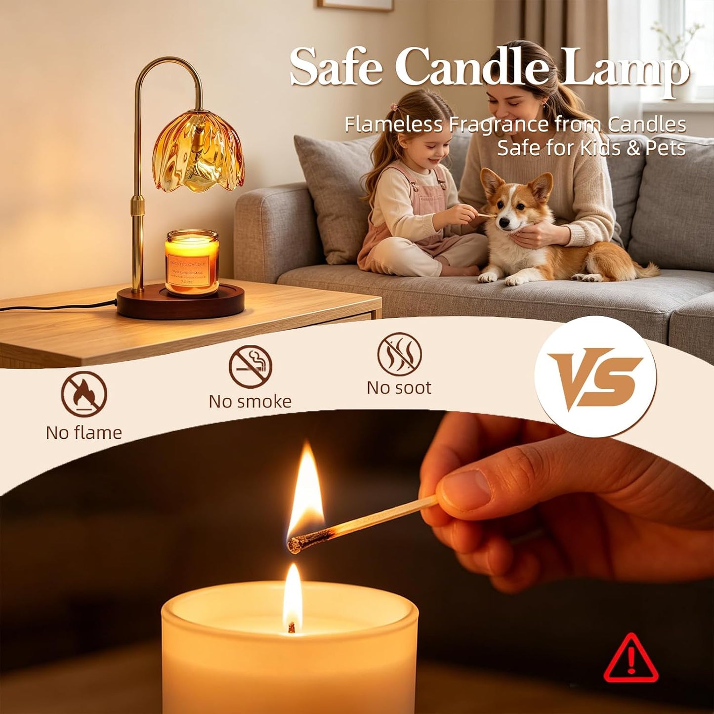 Flower Candle Warmer Lamp with Timer, Dimmable Adjustable Height Wax Melts Warmer for Jar Candles, Birthday Gifts for Women Mom, House Warming Gifts New Home, Bedroom Living Room Decor (Green)
