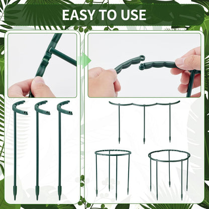 12Pack Plant Support Stakes,Half Round Plant Support Ring Plastic Plant Cage Holder Flower Pot Climbing Trellis for Small Plant Flower Vegetable,Indoor and Outdoor Plants