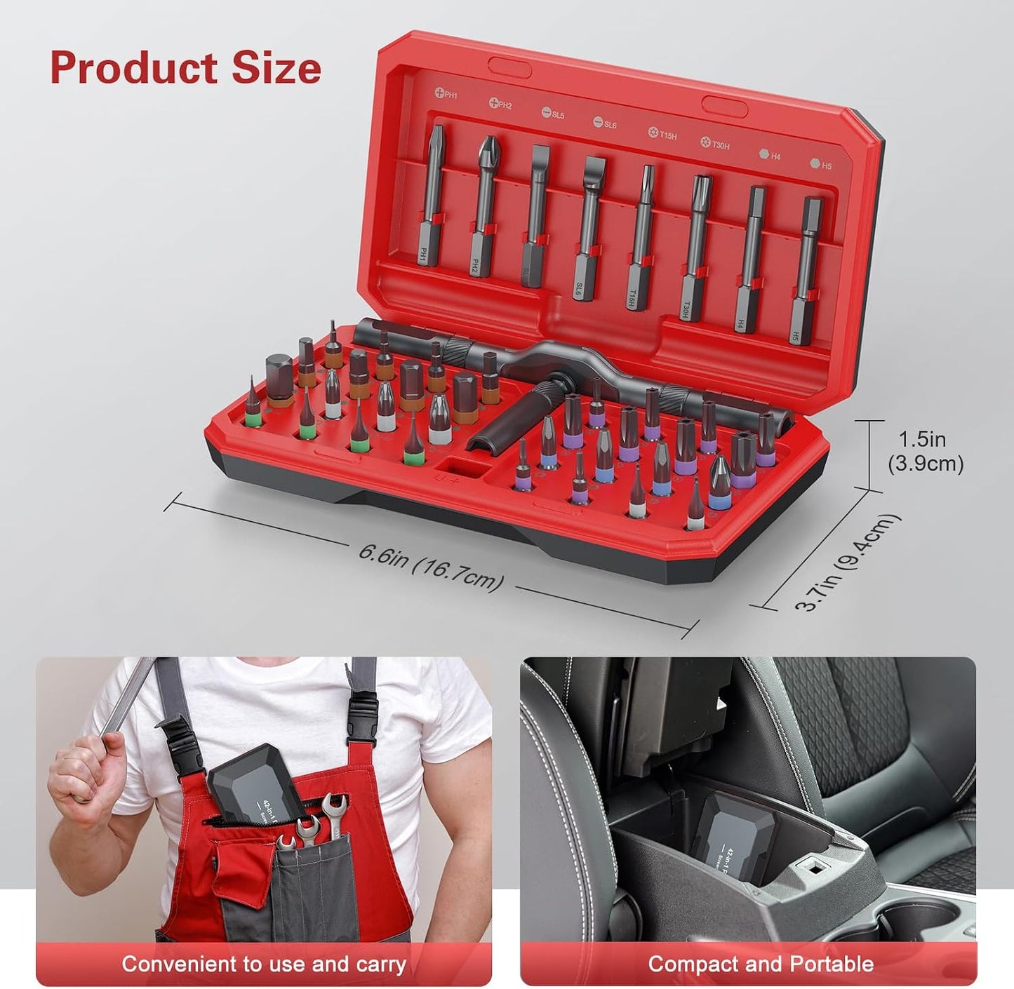 Bomivoi 42 in 1 Magnetic Screwdriver Set, DIY Ratchet Screwdriver Set, Multi Bit Magnetic Drive Set with Detachable Ratchet Handle, Portable Compact Repair Tool Kit for Furniture Computer Bicycle Blue
