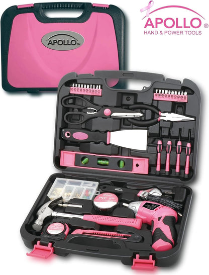 Apollo Tools Original 39 Piece General Household Tool Set in Toolbox Storage Case with Essential Hand Tools for Everyday Home Repairs, DIY and Crafts Red/Black - DT9706