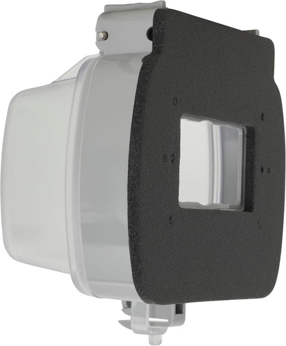 Leviton Weatherproof Outlet Box, Extra Duty 1-Gang While-In-Use Cover Includes Inserts for Single, Duplex and Decora/GFCI Receptacles, Vertical Mount, Plastic Enclosure, 5980-UCL, Clear