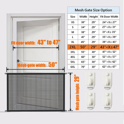 Cupount Dog Screen Mesh Gate for Stairs Pet Gates for The House: for Doorways Stairways Indoor 29 inches Tall, 38 inch Wide, Fits 32-35 inch Openings