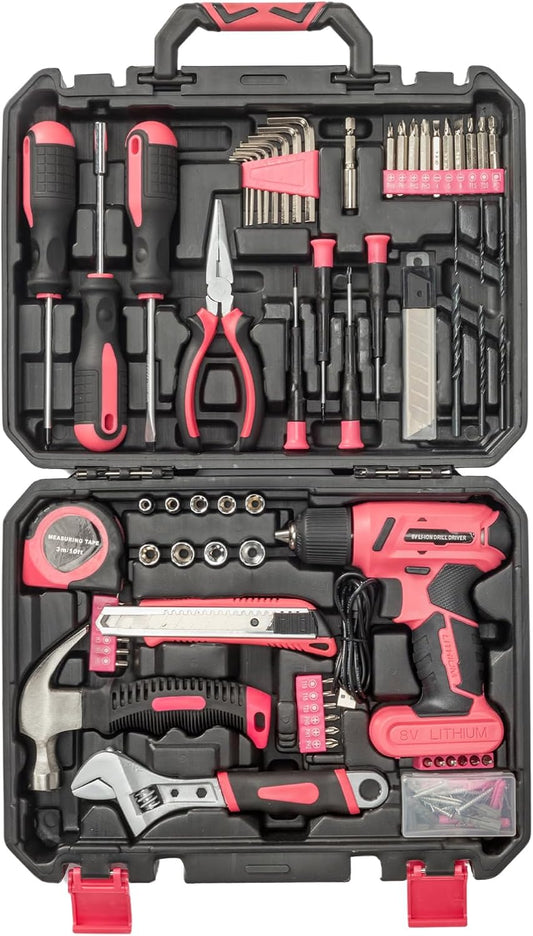 148 Pieces Tool Set,House Repairing Hand Tool Kits,Portable Complete Basic Repair General Hand Tool Sets for Men Women,Home Basic Repair Tool Kit,with Storage Case,for DIY Home Maintenance (Red)