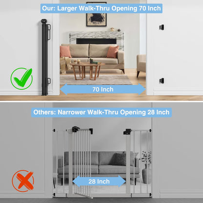 probebi Retractable Baby, Child & Dog Gates for Stairs, Extends to 54" Wide 34" Tall, Use for Outdoor, Indoor, Hallways, Doorways, Deck, Porch, Black