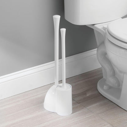 iDesign Compact Toilet Brush and Plunger Set, Gray | Bathroom Cleaning, Storage