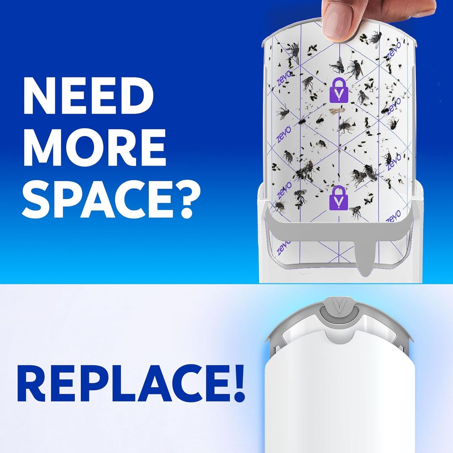 Zevo Flying Insect Trap Official Refill Cartridges - Fits Zevo Trap and MAX Indoor Fly Trap, Trap+Lock Technology Fly Trap Refill for Gnats, House Flies & Fruit Flies (8 Official Refill Cartridges)