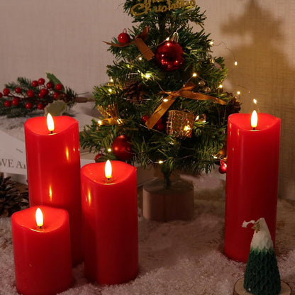 Outdoor Flameless Candles with Remote Timer - Waterproof Realistic Flickering LED Pillar Electric Battery Operated Fake Candle for Holiday Home Wedding Fireplace Decor - Ivory White 3 Pack (4”6”8”)