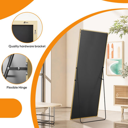 Arched Mirror Full Length, Upgraded 16"x59" Body Wall Mirrors with Shatter-Proof Glass, Floor Standing, Hanging or Leaning, Tall Arch Mirror with Stand Aluminum Alloy Frame for Bedroom, Black