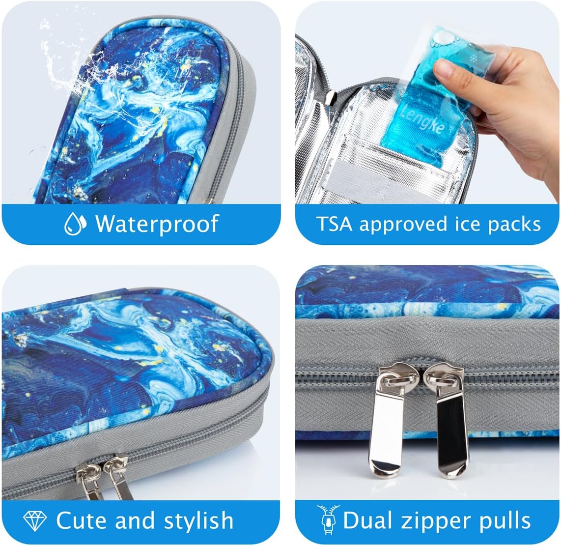 YOUSHARES Insulin Cooler Travel Case with Temperature Display - Refrigerated Medicine Cooling Bag with 2 TSA Approved Ice Pack, Medication Pen Diabetic Supplies Organizer for Trip and Daily