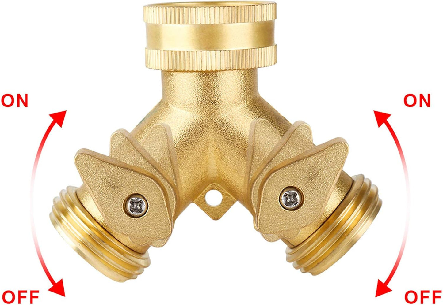 Solid Brass Hose Splitter, Garden Hose Splitter, Hose Splitter 2 Way, Garden Hose Splitter 2 Way with Shut-Off Valves for Garden Irrigation Watering Suitable for All American Thread 3/4