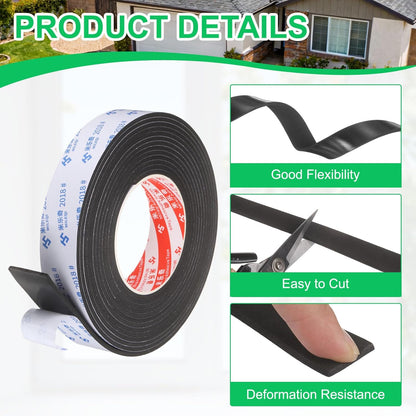 PATIKIL Sponge Rubber Foam Tape, 5/8" W x 1/8" t x 16.4ft l Self-Adhesive Foam Insulation Tape Weather Stripping for Window Door Soundproofing Weatherstrip AC Seal Strip, Black