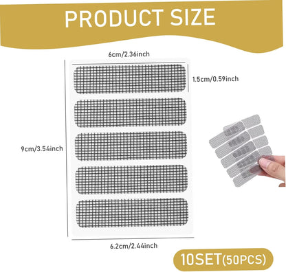 50PCS Window Screen Patch, Waterproof Fiberglass Fine Mesh Screen Repair Kit, Self-Adhesive Anti-Mosquito Weep Hole Covers Repair Kit Window Patch
