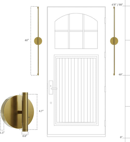 24 Inch Battery Operated Wall Sconce Set of 2, Dimmable Battery Sconces with Remote Control, 8000 mAh Rechargeable Sconces, 350° Rotate Modern LED Lights for Bedroom, Living Room, Black Gold