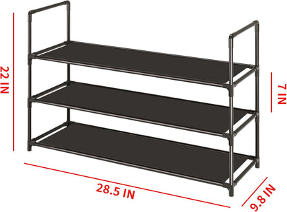 5 Tier Tall Shoe Rack Large Capacity, 34.5" Wide Entryway Shoe Organizer, Stackable Metal Frame Waterproof Nonwoven Shelves, Holds 20-25 Pairs, Space Saving Storage for Closet Hallway Garage, Black