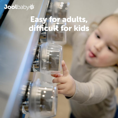 Jool Baby Clear Stove Knob Covers (5 Pack) Child Safety Guards, Durable Design - Baby Proof