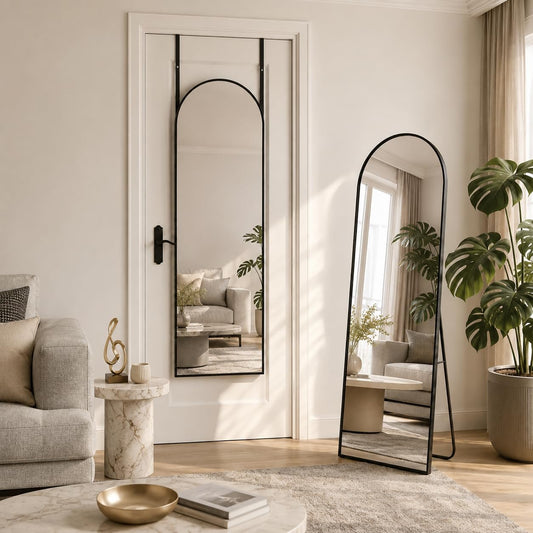Full Length Mirror with Stand, 71"x28" Arched Full Body Large Stand Up Aluminum Frame Floor Standing Mirror, Freestanding Hanging Leaning Mounted for Bedroom Living Room Entryway Gold