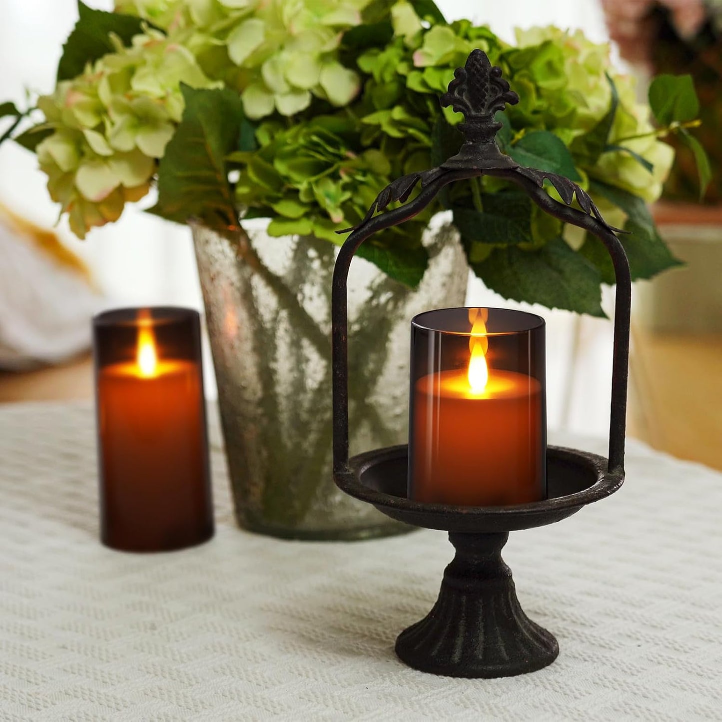 Homemory Realistic Flickering Battery Operated Candles, LED Fake Electric Candle with Remote Control and Timer, Flameless Candles for Home, Christmas Decoration, White, Set of 3