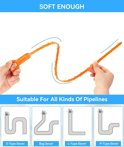 Drain Snake,79 inch Flexible Grabber Claw Pick Up Reacher Tool,Drain Clog Remover - Gutter Cleaning Tools for Home Sink, Bathroom Tub,Drain, Toilet, Tight Spaces