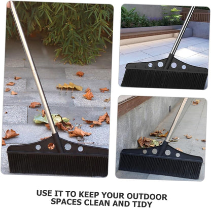 Push Broom Garden Sweeper Heavy Duty Outdoor Broom with Detachable Stainless Steel Handle for Efficient Cleaning of Patios Decks and
