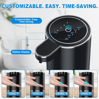 Automatic Foaming Touchless Soap Dispenser, Rechargeable 1500mAh with Sensor for Bathroom Kitchen 13.5oz/380ml Silver