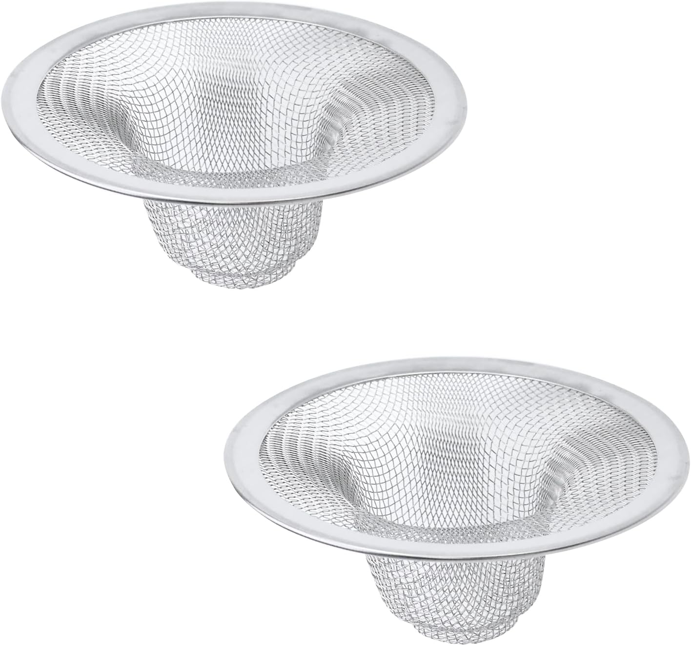 Antrader Kitchen Sink Strainer, 2Pcs Stainless Steel 2-Inch Diameter Mesh Round Filter Bathroom Bathtub Wash Basin Garbage Disposal Basket Filter