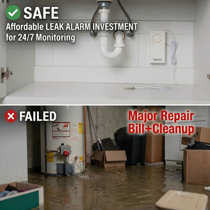 Water Leak Detector, 120dB Loud Siren, Powered by 9V Battery (not Include), Sensor Alarm for RV Kitchen Basement Water Heater, 5 Pack