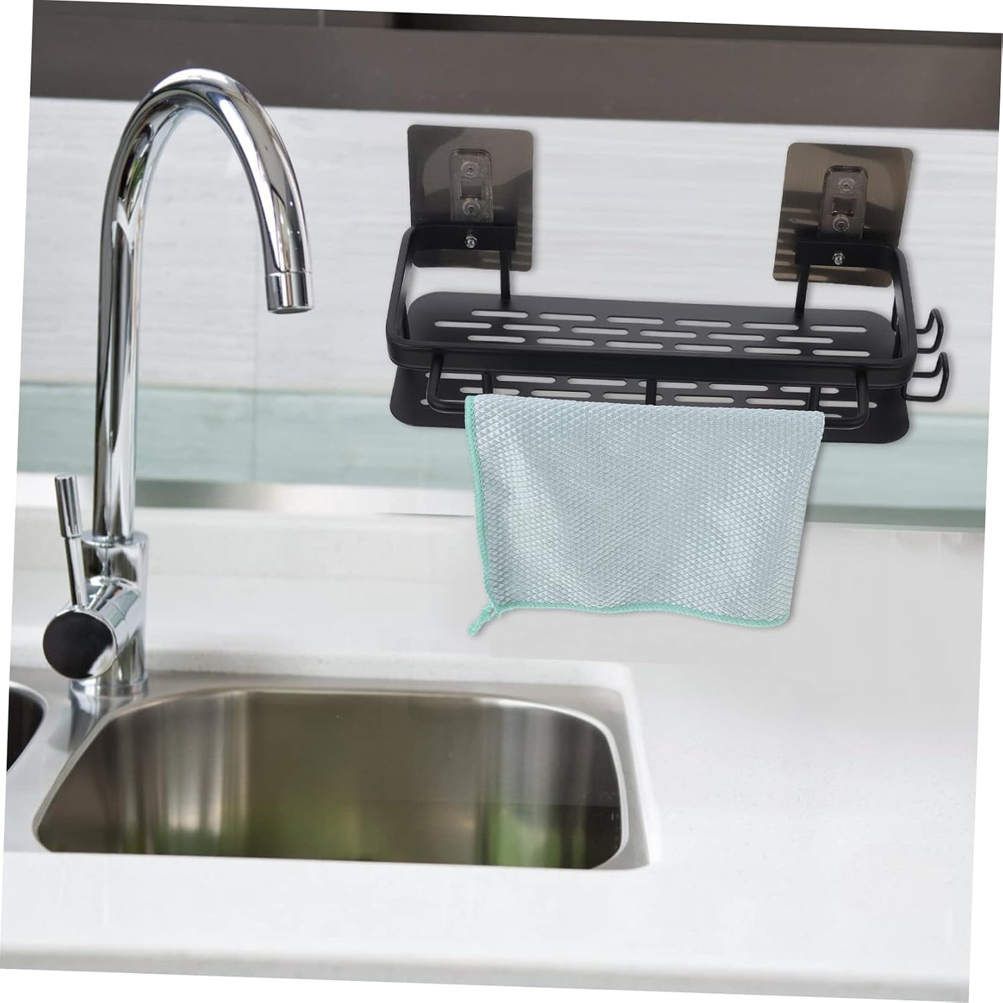 Space Kitchen Sink Storage Rack Sponge Holder Dishcloth Drying Organizer Wall Mounted Stylish Design for Tidy Sinks Counters Space Saving