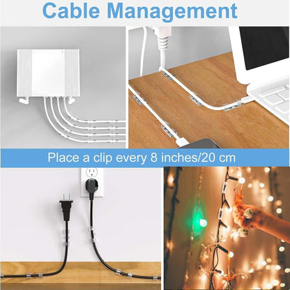 40 PCS Cable Clips (Small & Large),Adhesive Cable Clips for Wall,Finisher Wire Clamp for TV PC Laptop,Cable Management Clips Outdoor Light Clips