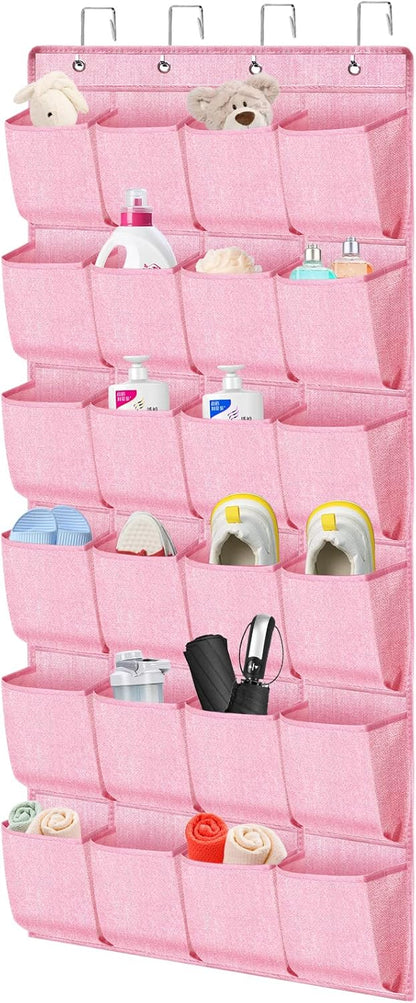 homyfort Over the Door Shoe Organizer, Hanging Shoe Rack Storage Holder with 24 Large Pockets for Closet Door, Men Women Kids Shoes, Cruise (Black)
