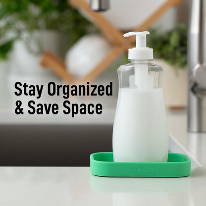 Zulay Kitchen (9x3.5in) Sponge Holder for Kitchen Sink - Flexible Heavy-Duty Multipurpose Sink Caddy - Counter Organizer for Kitchen, Bathroom, Makeup, Trinkets & More! (Grey)