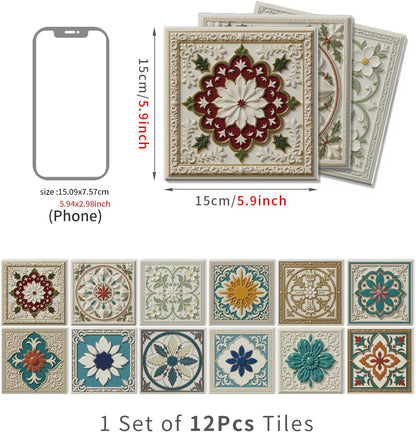 Peel and Stick Backsplash Tile Sticker for Kitchen and Bathroom Walls - 24 Removable 5.9"x5.9" Tiles, Waterproof