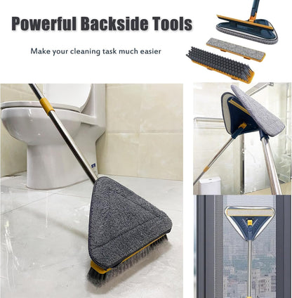 Wall Cleaner Mop with Long Handle, 5-in-1 Wall Cleaning Dust Mop with 6 Replacement Chenille Microfiber Pads, Squeegee, Scrubber, Duster Cleaning Tools for Wall, Window, Floor, Ceiling