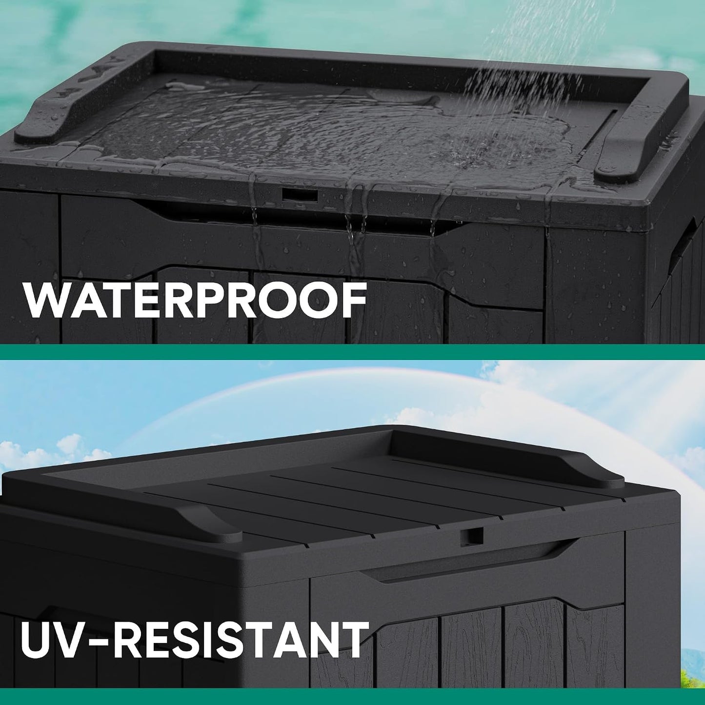 Devoko 30 Gallon Resin Deck Box Waterproof Outdoor Storage Box for Patio Furniture Pool Accessories Indoor Storage for Cushion Garden Tools (30 Gallon, Black)