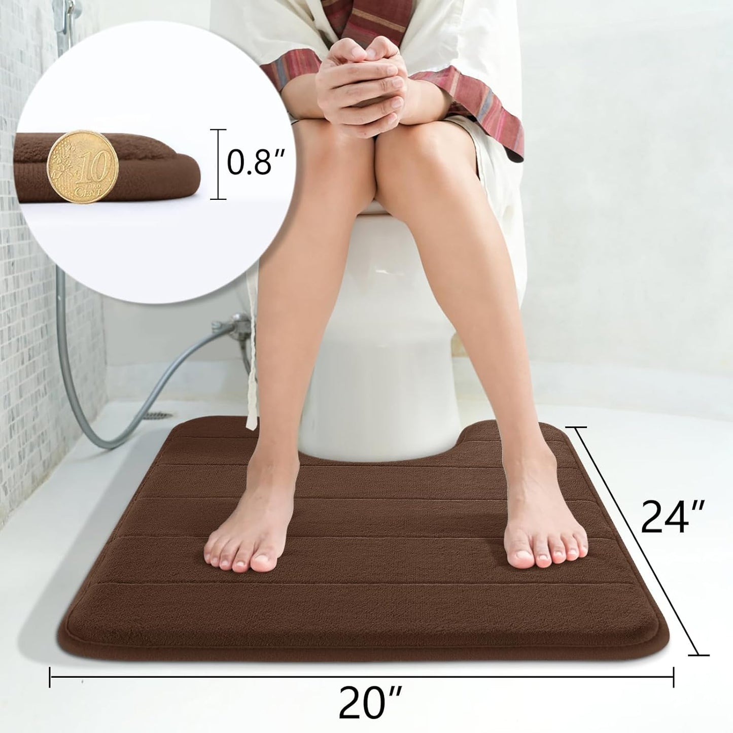 Yimobra Memory Foam Bath Mat, Super Soft Absorbent Bathroom Rug Non Slip, Quick Dry, Machine Washable Floor Carpet for Tub Shower, Home Decor Accessories, 24x17, Grey