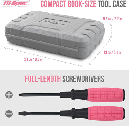 Hi-Spec Tool Kit Yellow 20pc. Small Tool Kit for Home DIY & Office Repairs. Compact and Lightweight Essential Tools in a Portable Book-Sized case.