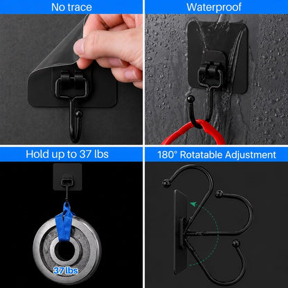Luxe Hooks, Heavy Duty Wall Hooks, Waterproof Self Adhesive Hooks for Bathroom, Kitchen, Shower & Office, No Drill Wall Hooks for Towels, 10 Counts. (10, Transparent)