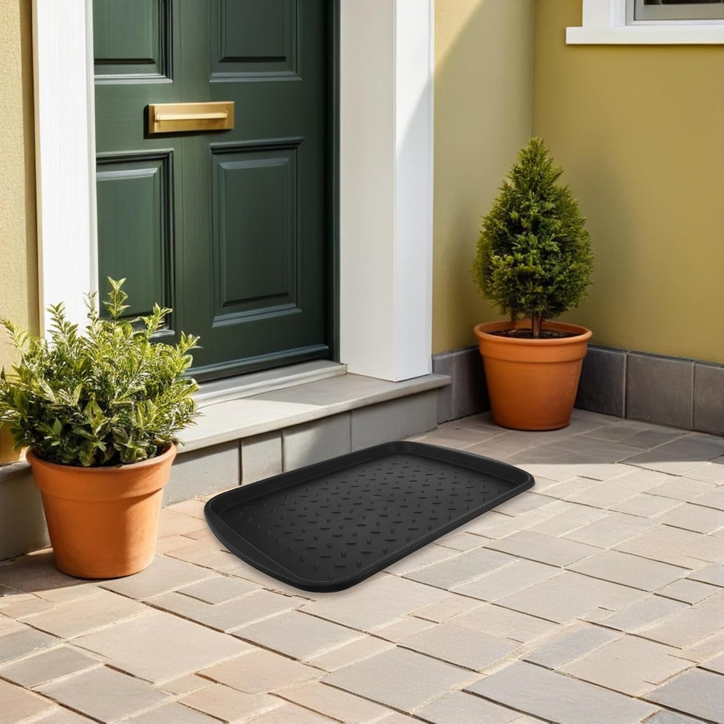 Boot Tray for Entryway Indoor - Heavy Duty Plastic Shoe Tray - 20.5"x15" Waterproof Shoes Mat with Raised Edge - Outdoor Multi-Purpose Mat for Boots Garden Pets