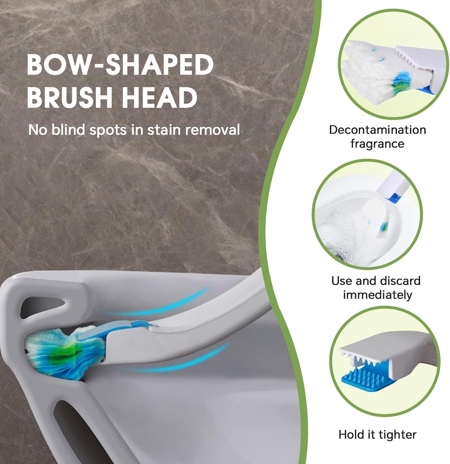 Disposable Toilet Brush, Toilet Bowl Brush and Holder with Cleaner Refill Pads, Wall-Mounted Toilet Brush,Toilet Brush Wand Starter Kit,1 Wand + 12 Refills(Flushable) + 1 Stand + 1 Hook