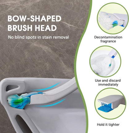 Disposable Toilet Brush, Toilet Bowl Brush and Holder with Cleaner Refill Pads, Wall-Mounted Toilet Brush,Toilet Brush Wand Starter Kit,1 Wand + 12 Refills(Flushable) + 1 Stand + 1 Hook