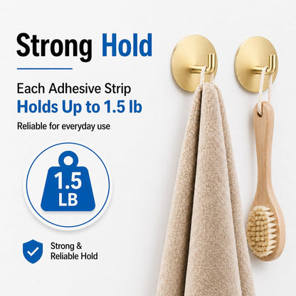Removable Towel Hooks for Bathrooms, Heavy Duty Adhesive Hooks for Walls No Damage, Black Home Storage Hooks for Inside Shower, Sticky Hooks for Hanging Robe Coat Loofah Clothes Kitchen, 14Pcs Sus304