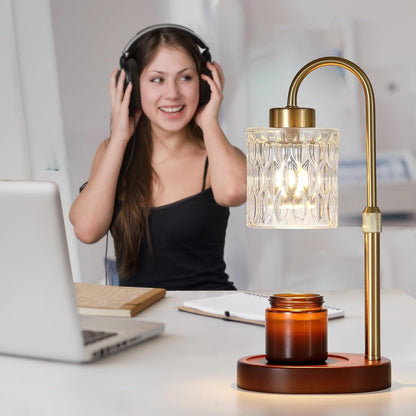 MEIXISUE Candle Warmer Lamp with Timer and Dimmer,Electric Gold Light Gifts for Women Melt Wax Warmer Lamp with 2 Bulbs for Candle Jars House Warming New Home Decor Bedroom