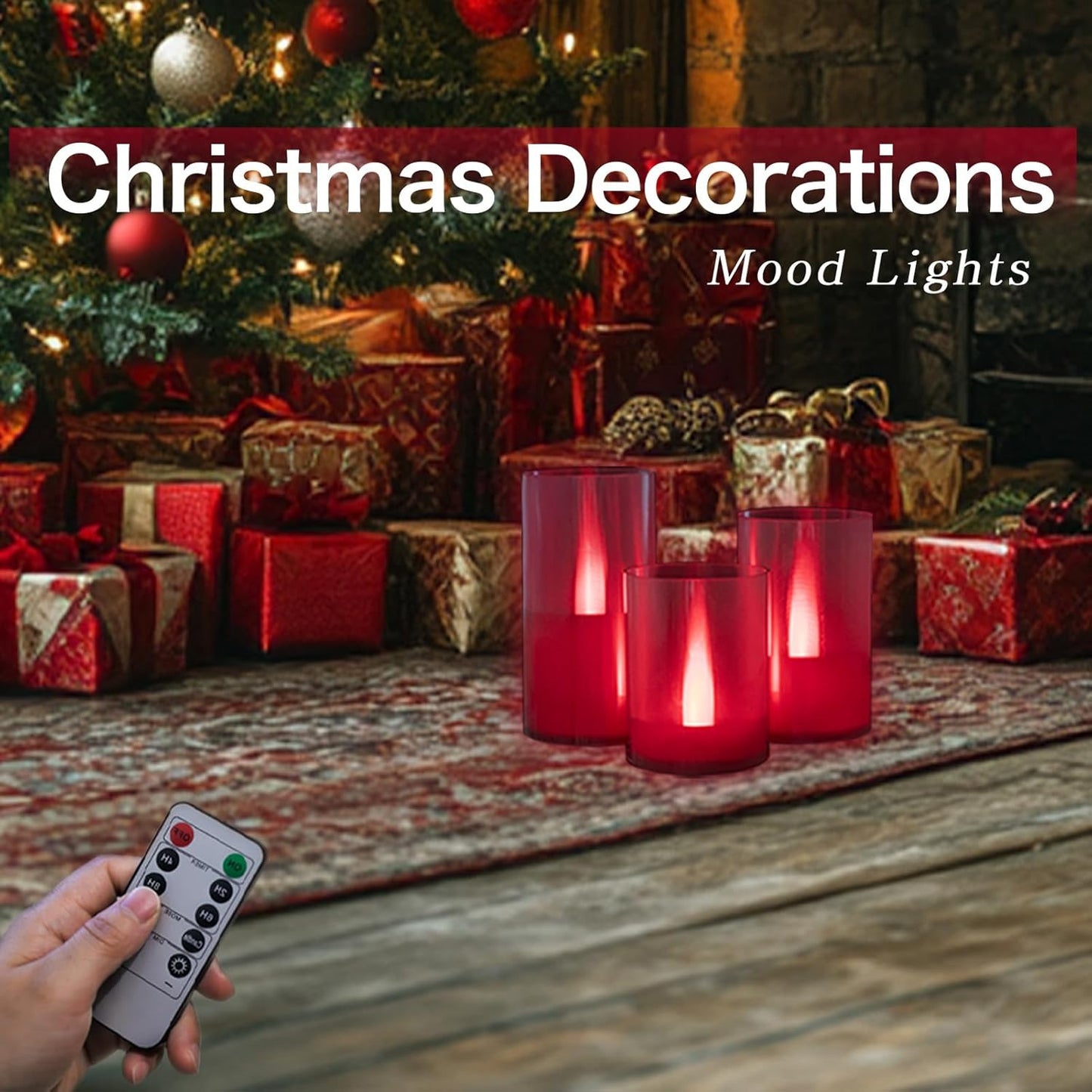 LANKER Flameless Candles with Remote Control and Timer, Battery Operated LED Pillar Candles, Romantic Light, Set of 3 (Warm White)