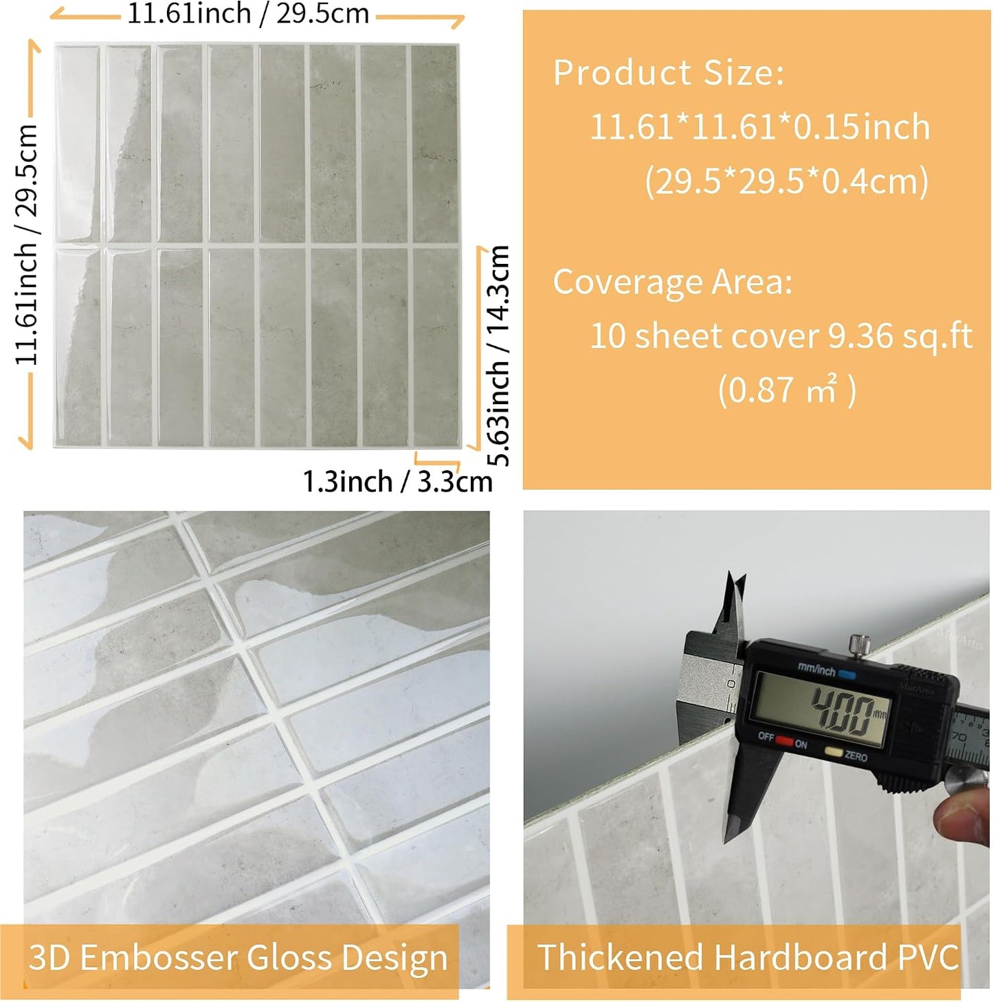 Peel and Stick Backsplash Tiles for Kitchen Bathroom - 10 Sheets 11.61" x 11.61" 3D Self Adhesive Wall Tiles Waterproof Hard PVC Ceramic Tile Easy DIY Installation Green
