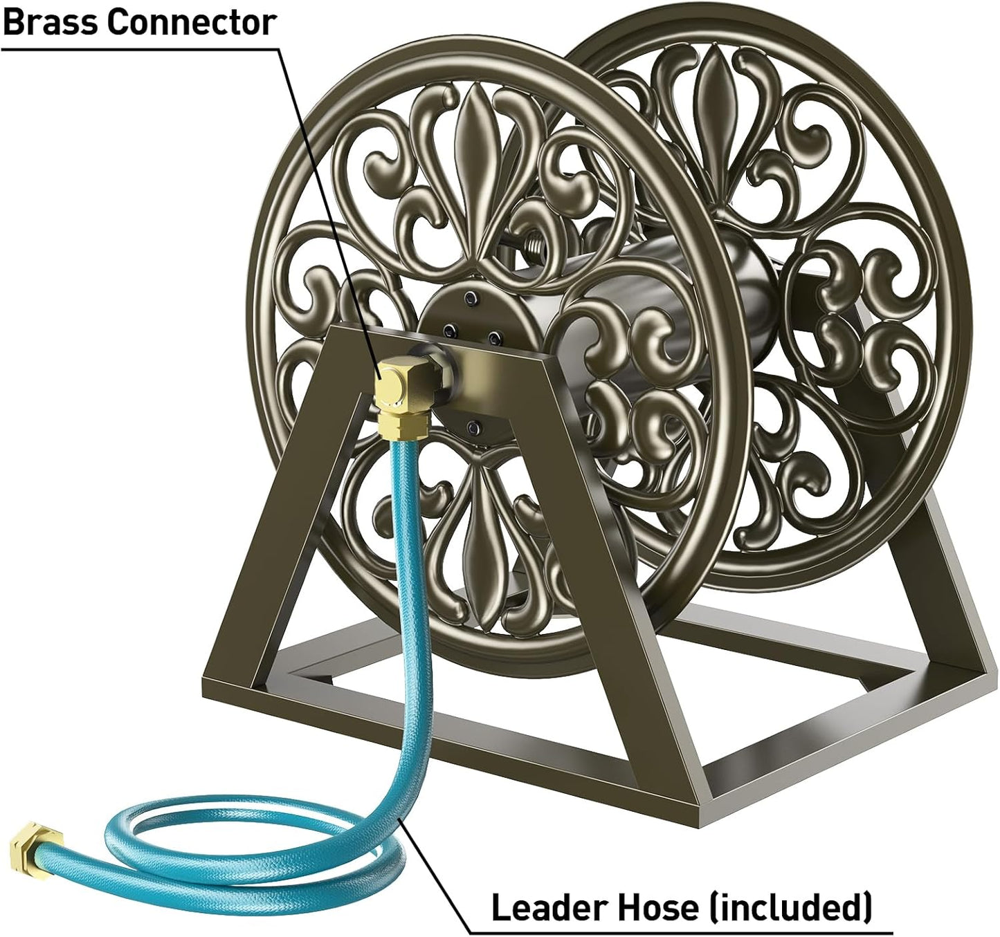GOFORWILD Garden Wall Mount Hose Reel, Decorative Hose Reel, Garden Heavy-Duty Water Hose Holder Winder, Holds 200-Feet of 5/8-Inch Hose